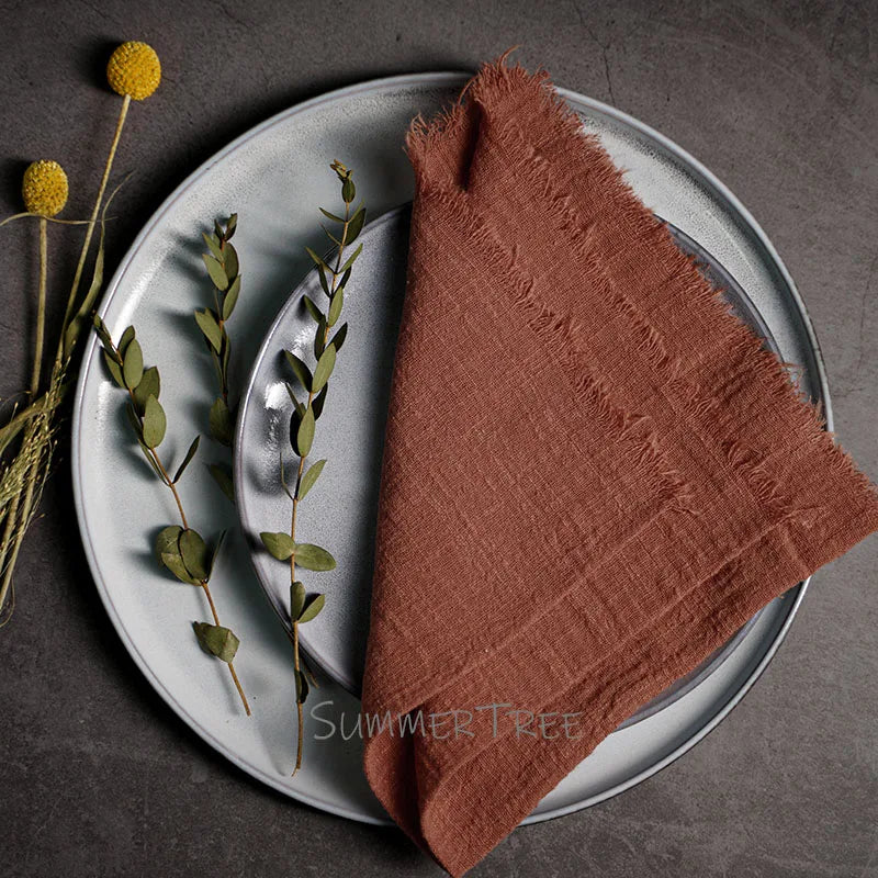 10pcs Large Napkins 41x41cm Rustic Cotton Gauze Napkin Muslin Tea Towel Dinner Retro Cheesecloth Wedding Party Linen Decor