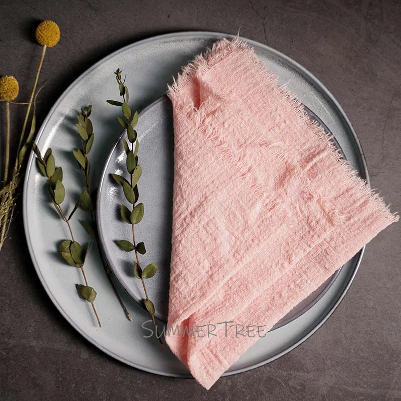 10pcs Large Napkins 41x41cm Rustic Cotton Gauze Napkin Muslin Tea Towel Dinner Retro Cheesecloth Wedding Party Linen Decor