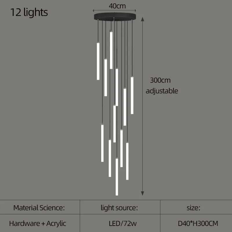 Staircase LED Chandelier Large Lamp