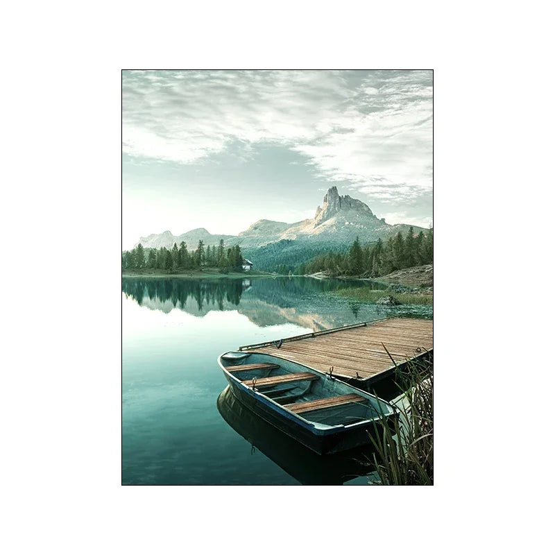 Nature Landscape Picture Wall Art Silk Painting Nordic Modern Scenery Art Home Decor Poster and Print for Living Room Design