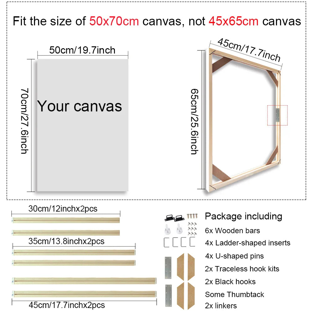 30x40 40x50 60x90cm Canvas Frame Wooden Frames Wooden Photo Oil Painting Canvas Diamond Painting Frames Canvas Wood Wall Frame