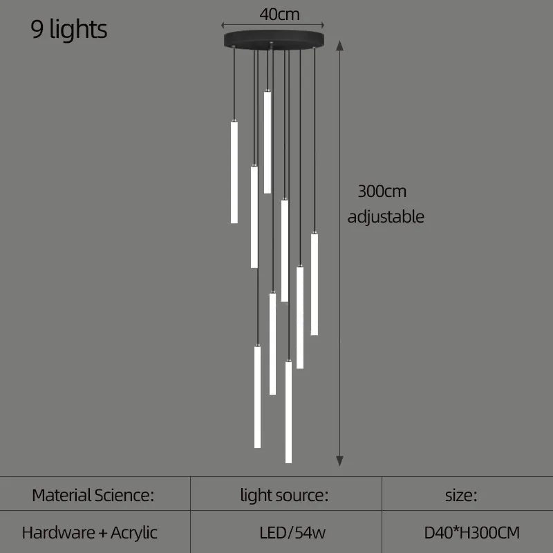 Staircase LED Chandelier Large Lamp