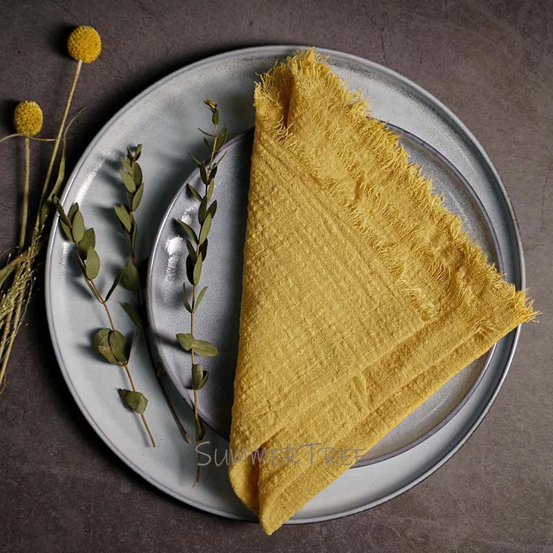 10pcs Large Napkins 41x41cm Rustic Cotton Gauze Napkin Muslin Tea Towel Dinner Retro Cheesecloth Wedding Party Linen Decor