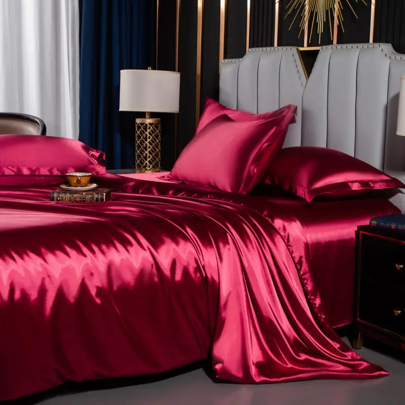 WOSTAR Satin rayon white duvet cover 220x240 summer luxury double bed couple quilt cover bedding queen king size comforter set