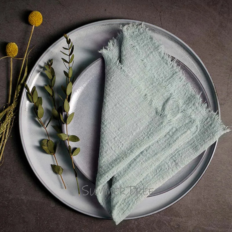 10pcs Large Napkins 41x41cm Rustic Cotton Gauze Napkin Muslin Tea Towel Dinner Retro Cheesecloth Wedding Party Linen Decor