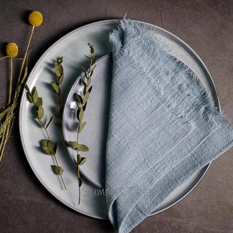 10pcs Large Napkins 41x41cm Rustic Cotton Gauze Napkin Muslin Tea Towel Dinner Retro Cheesecloth Wedding Party Linen Decor