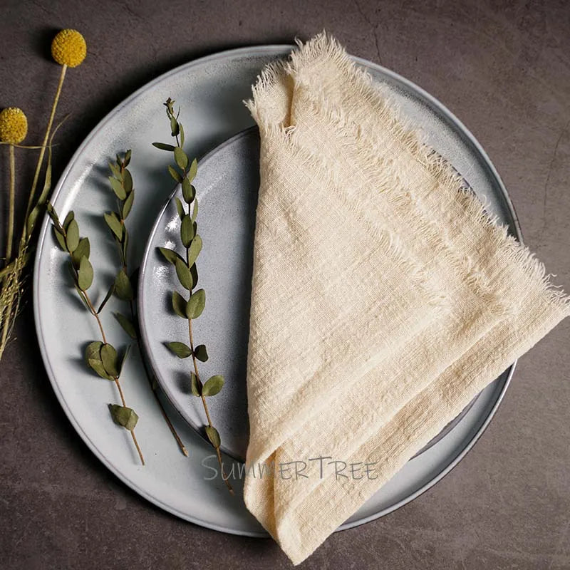 10pcs Large Napkins 41x41cm Rustic Cotton Gauze Napkin Muslin Tea Towel Dinner Retro Cheesecloth Wedding Party Linen Decor