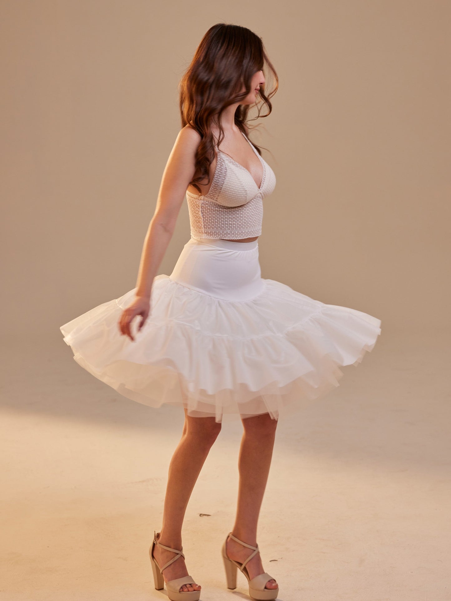 Short Petticoat Skirt with Corsage , Fluffy Layered Petticoat for Wedding, Party & Everyday Wear