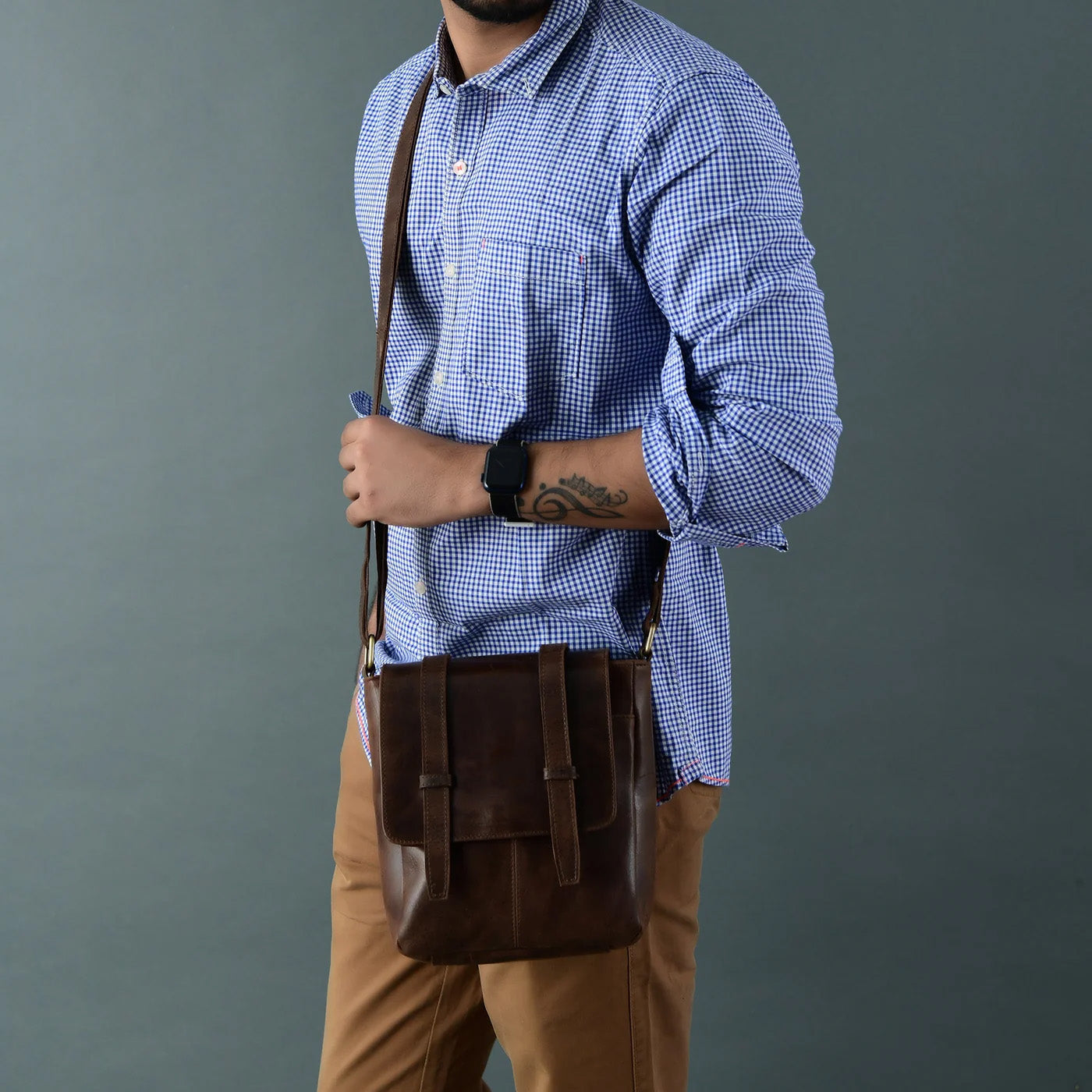 Side Leather Messenger Bag
