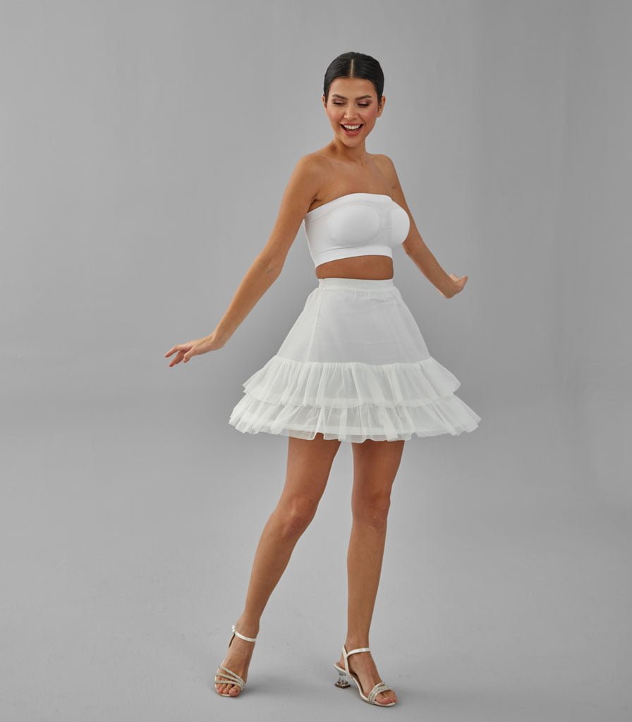 Short Hoop Skirt, Wedding Dress Underskirt, White Petticoat