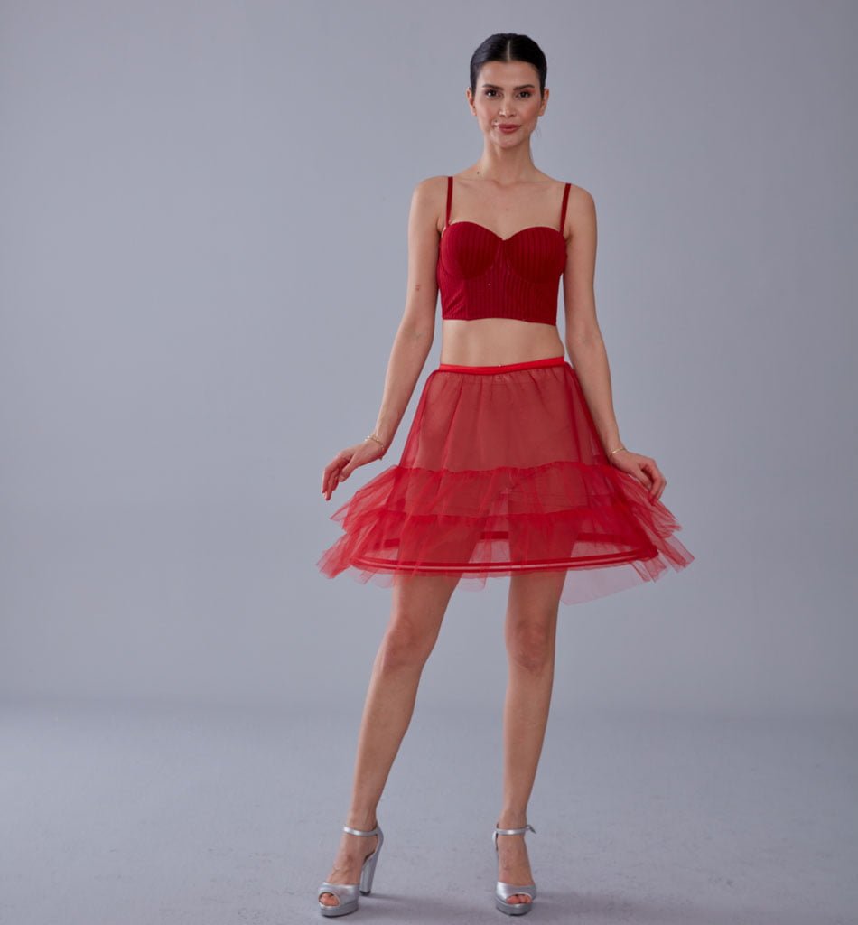 Red Short Hoop Skirt Underskirt ( Petticoat Skirt )