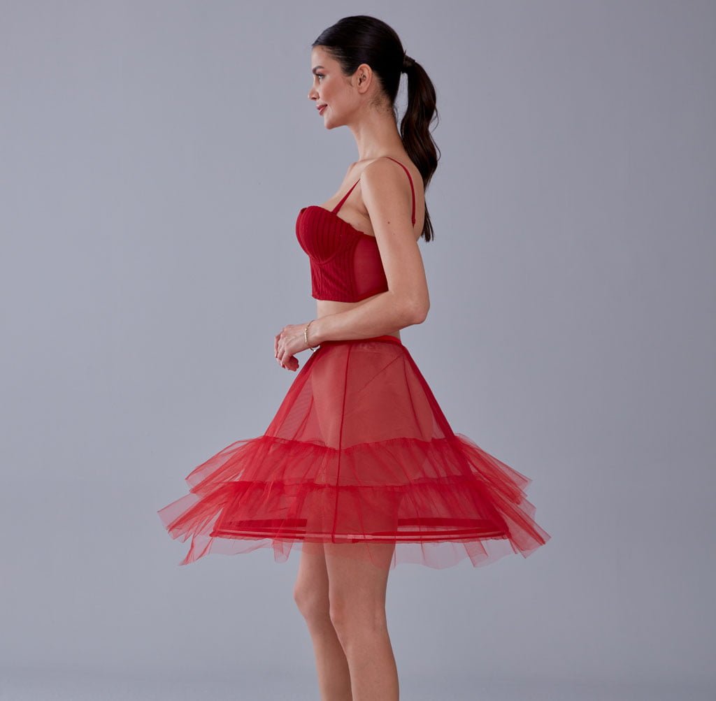 Red Short Hoop Skirt Underskirt ( Petticoat Skirt )