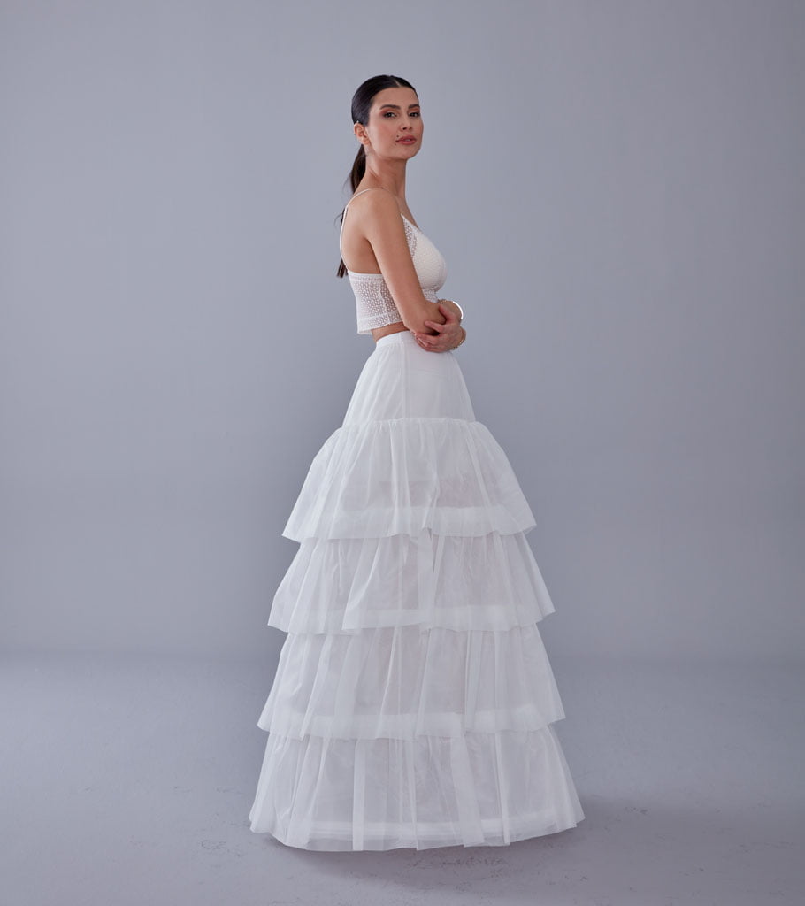 Mermaid Bridal Gown Underskirt, White Petticoat Skirt
