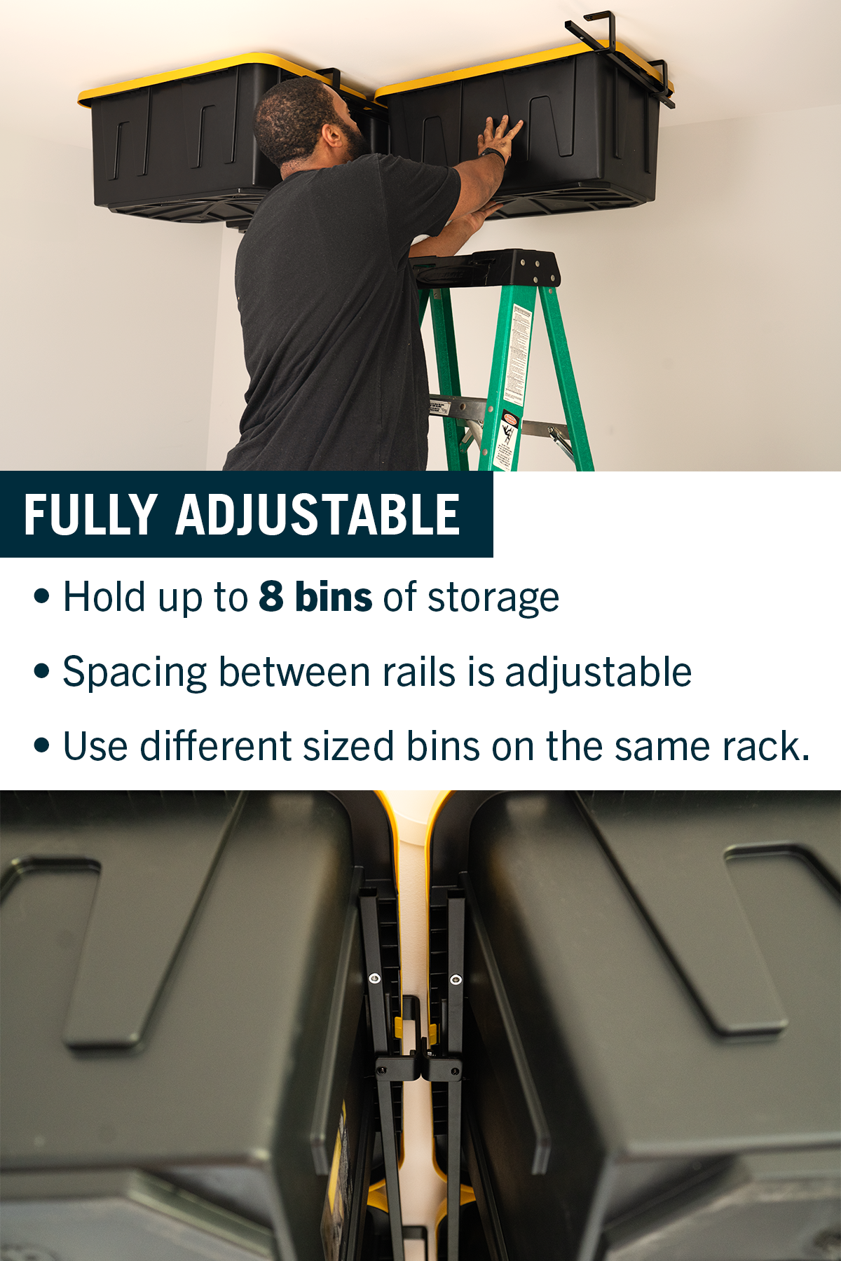 ToteLoft - 8 Bin - Ceiling Tote Storage | Up to 400 lbs