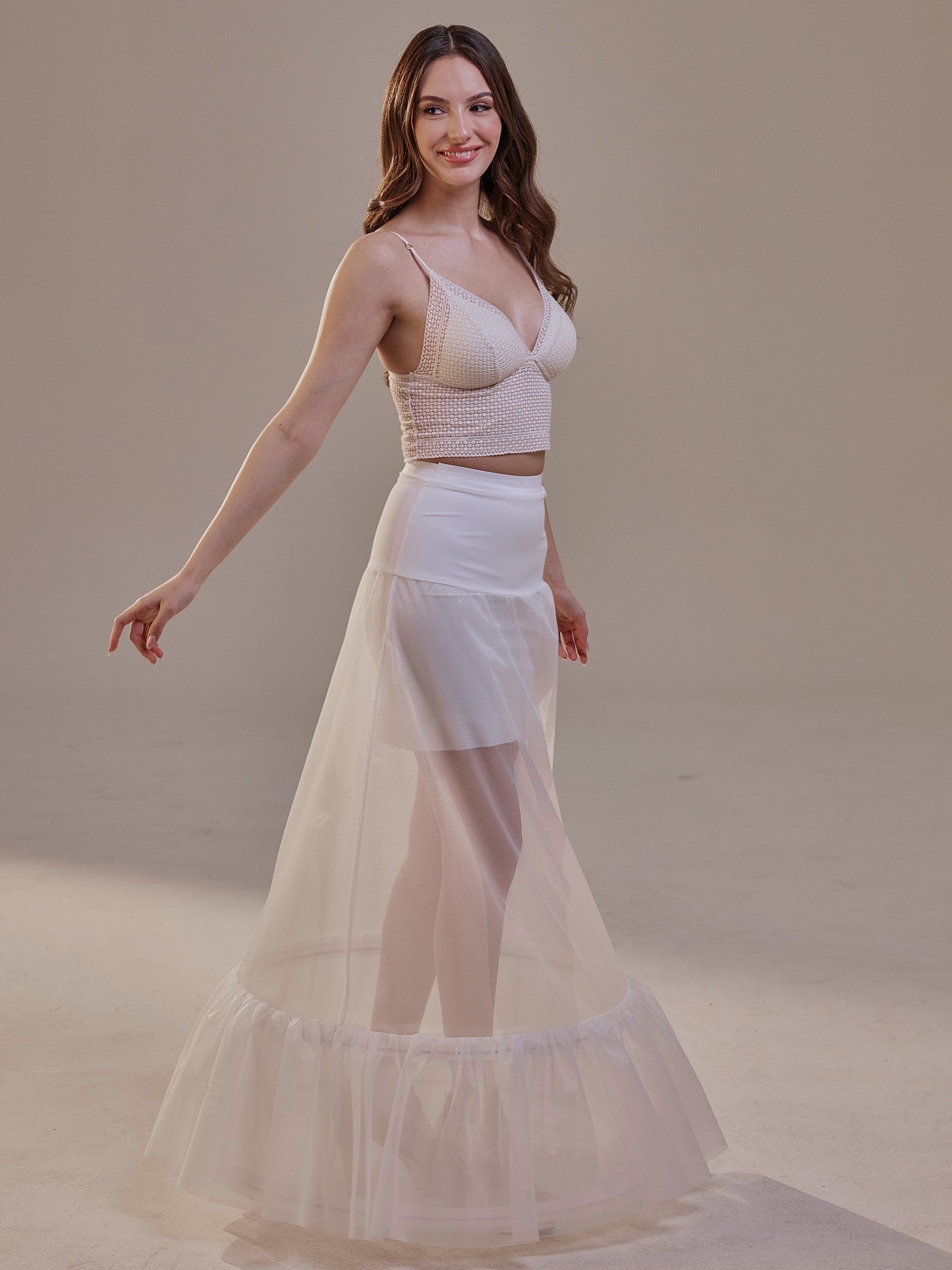 Trumpet Petticoat Skirt with Waist Corsage , Bridal Crinoline Slip