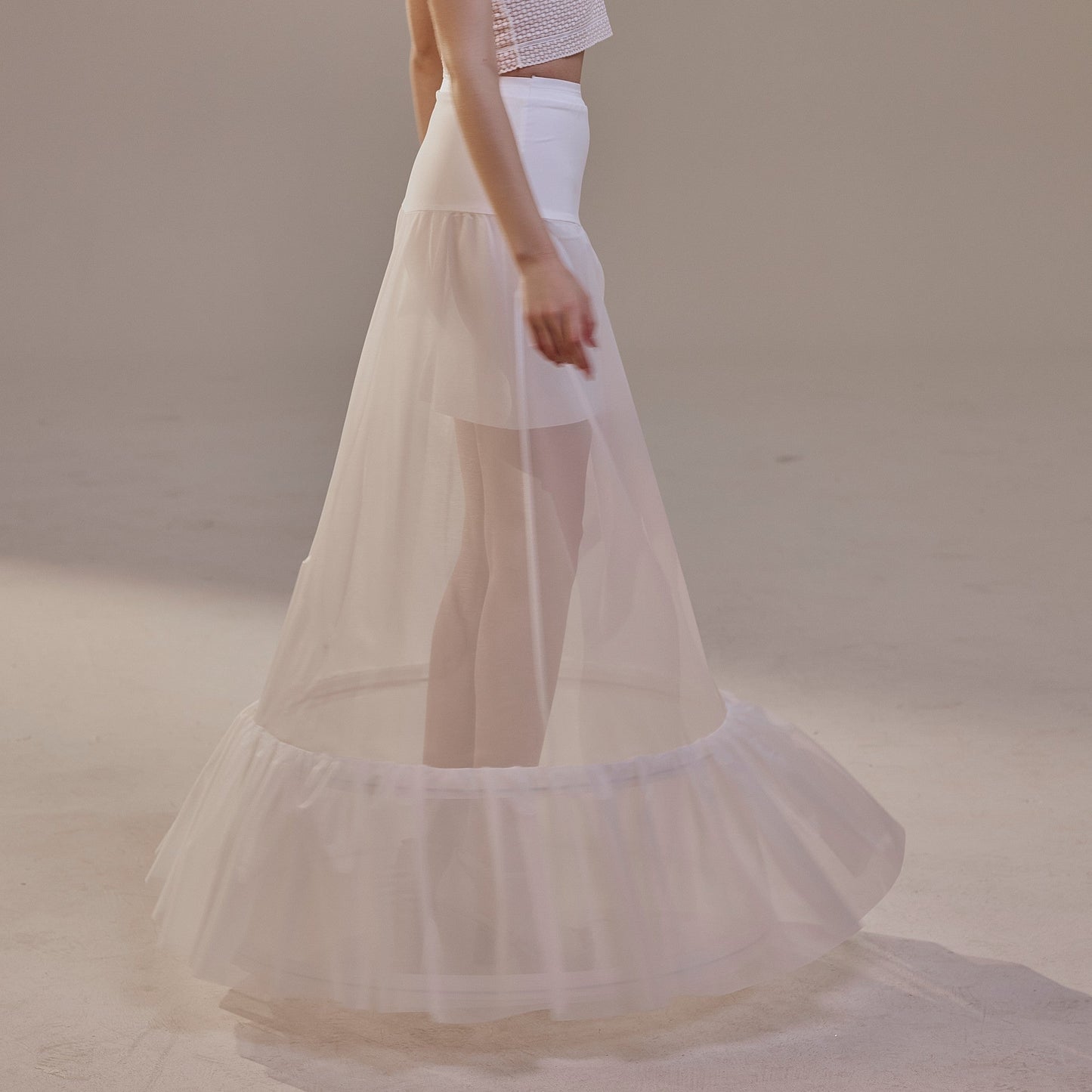 Trumpet Petticoat Skirt with Waist Corsage , Bridal Crinoline Slip