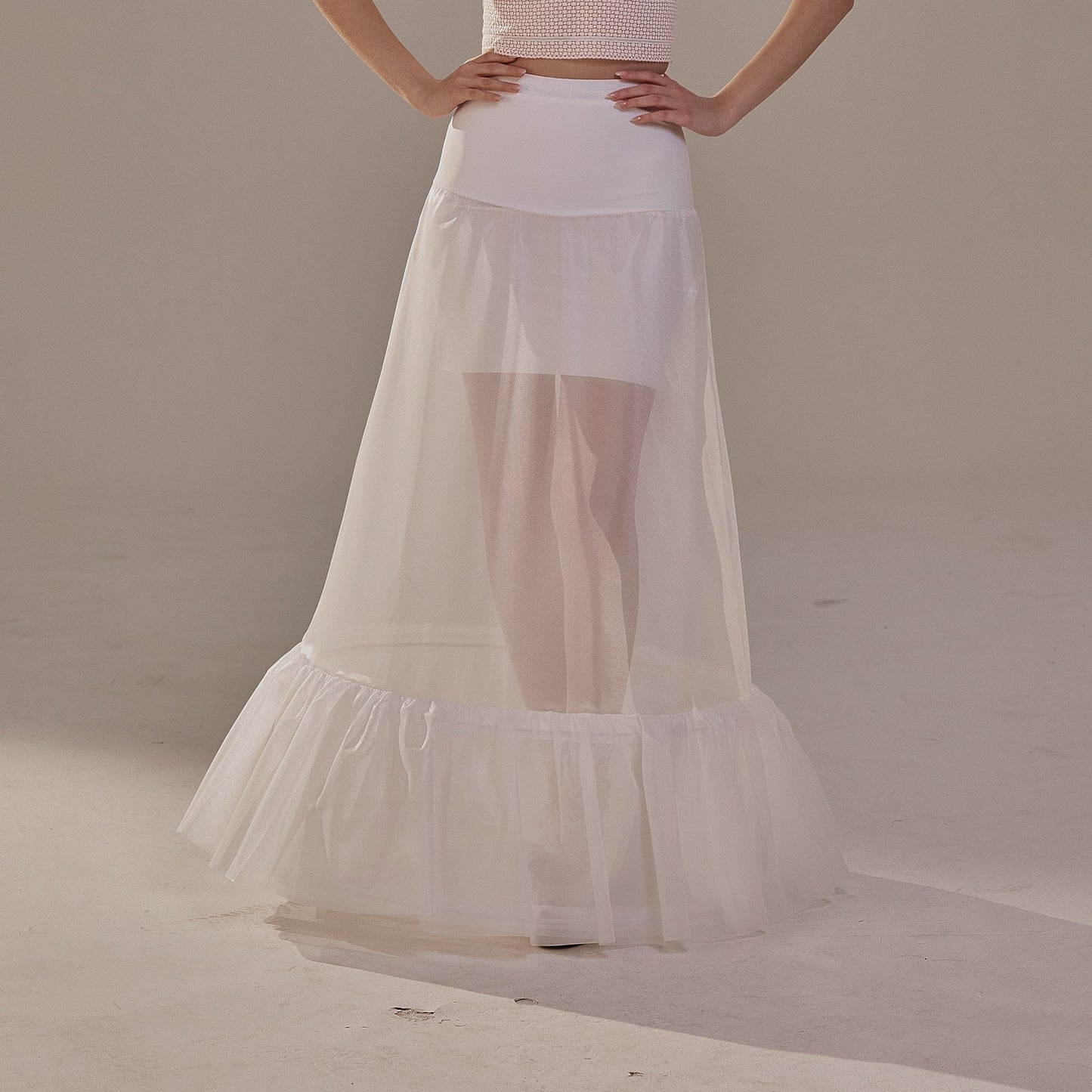 Trumpet Petticoat Skirt with Waist Corsage , Bridal Crinoline Slip