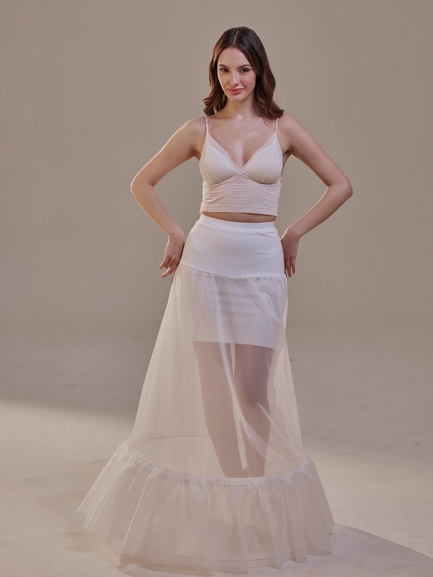 Trumpet Petticoat Skirt with Waist Corsage , Bridal Crinoline Slip