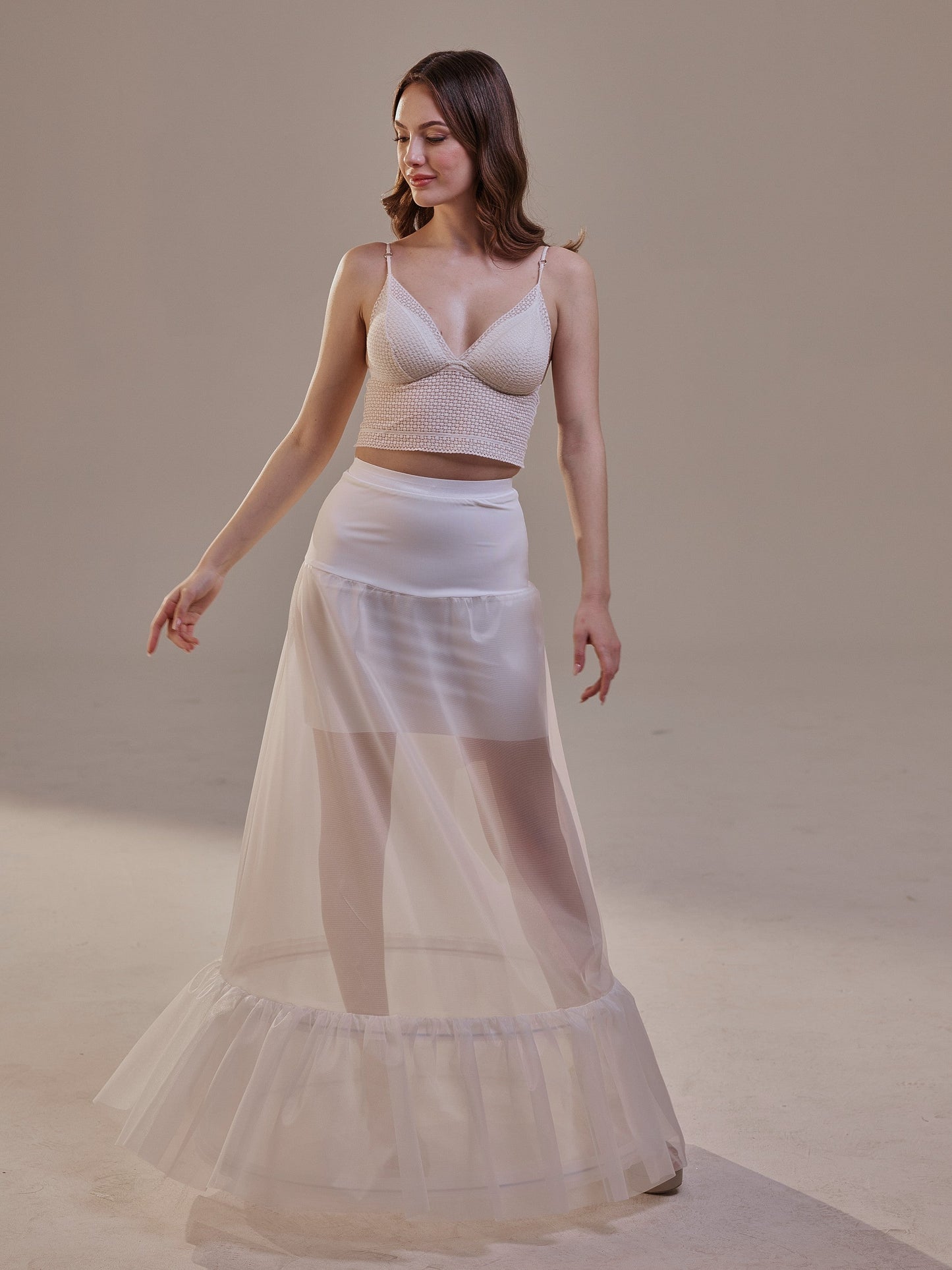 Trumpet Petticoat Skirt with Waist Corsage , Bridal Crinoline Slip