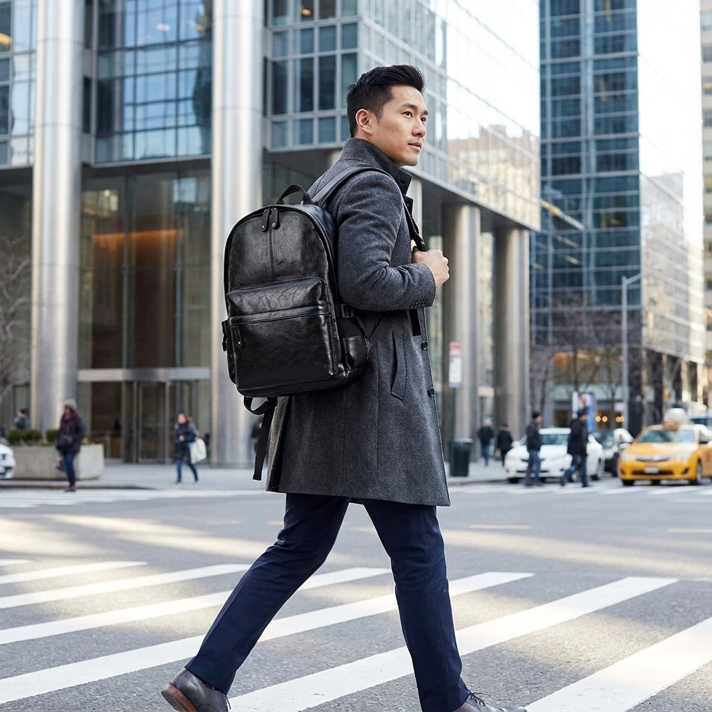 Men’s Leather Backpack – 15.6 Laptop Ready Scratch-Resistant