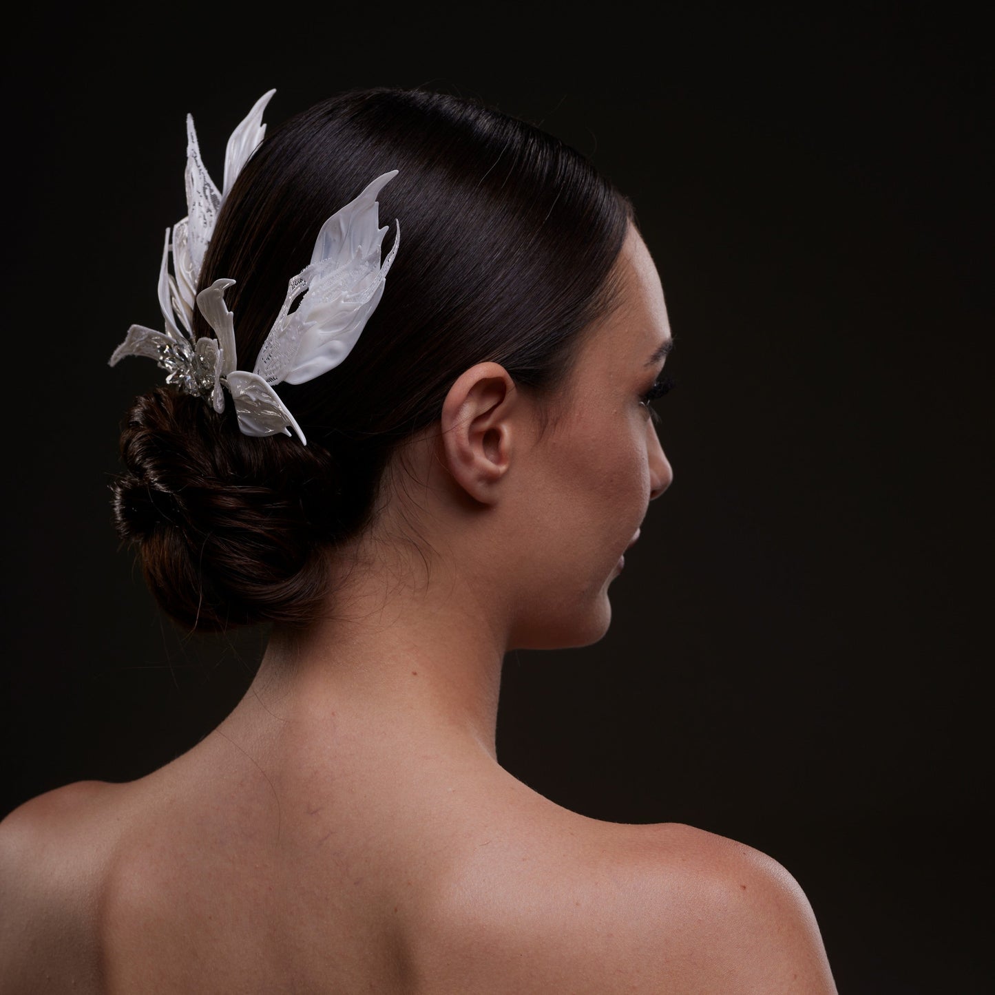White Feather Petal Bridal Hair Comb