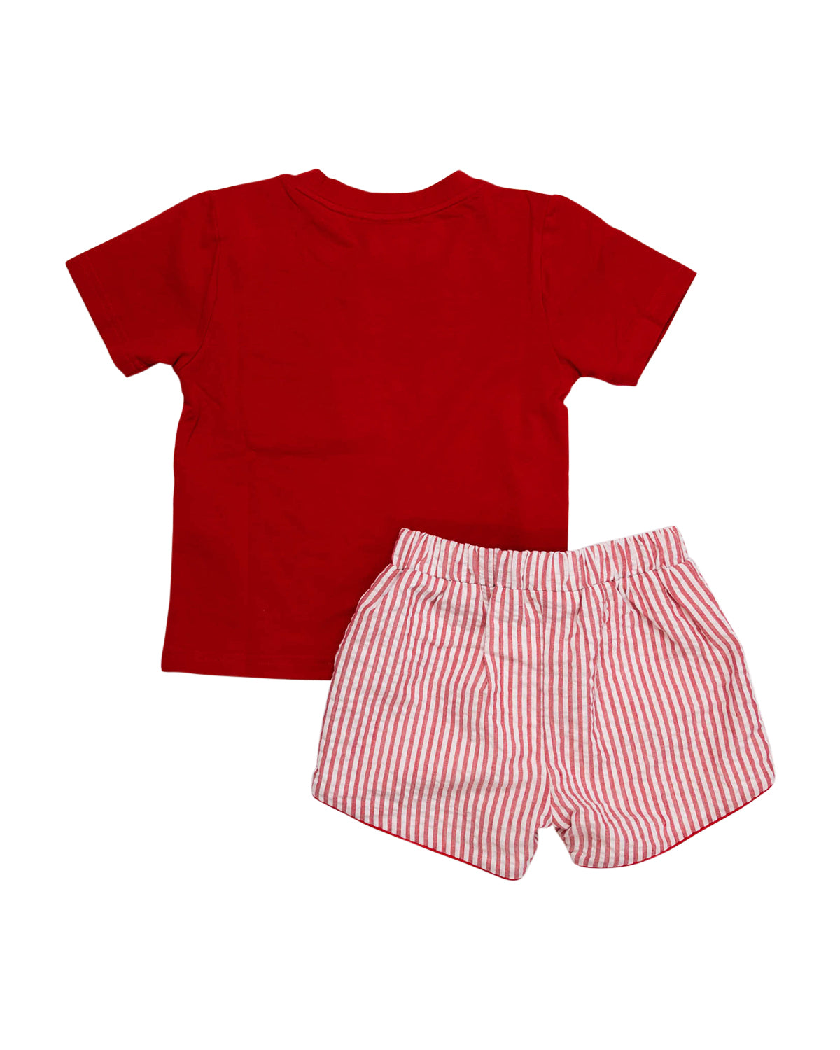 Crayon Pocket Red Seersucker Boy Shorts Set