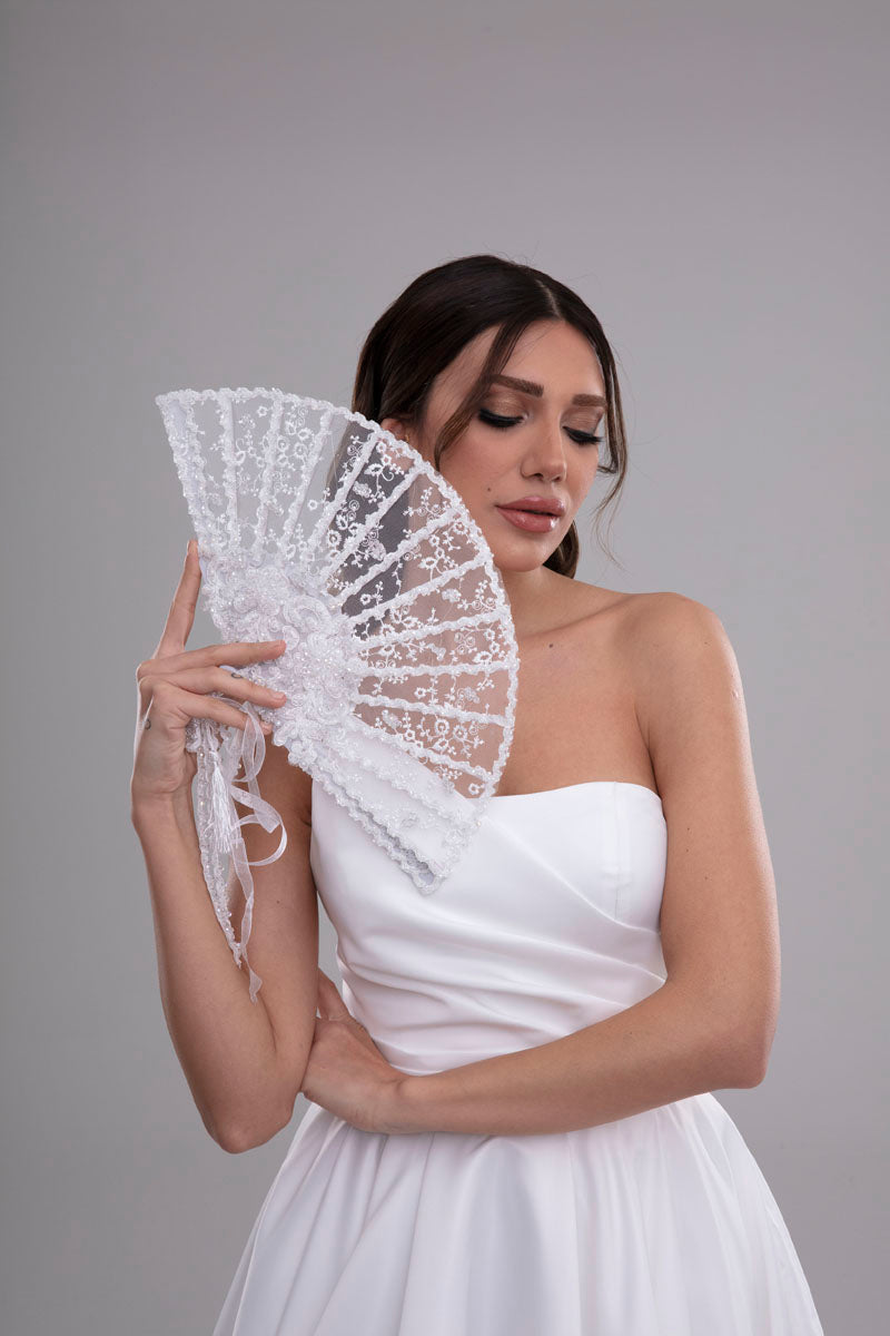 Elegant French Lace Hand Fan for Brides, Bridesmaids