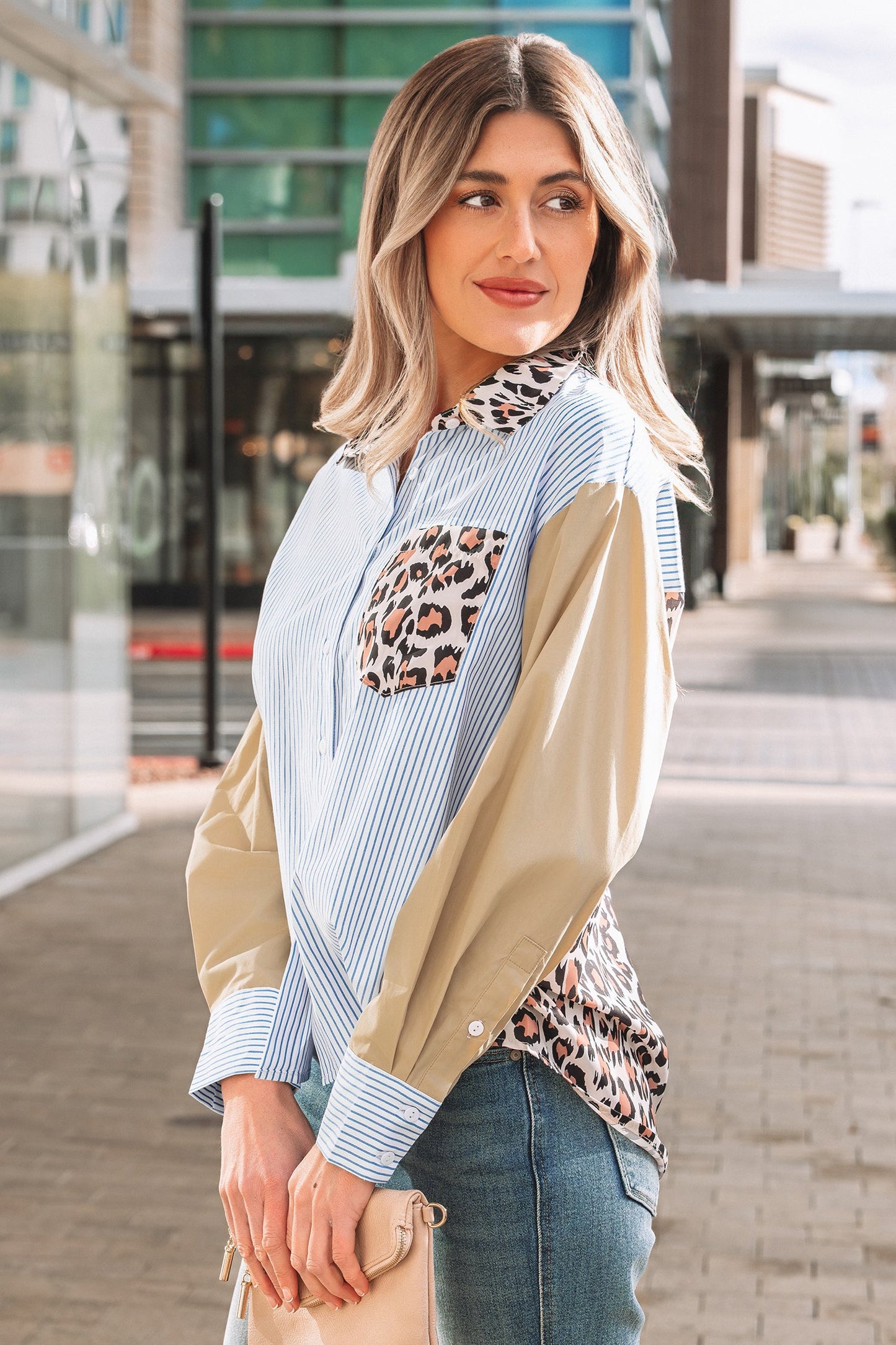 Aleia Chest Cuffed Sleeve Shirt