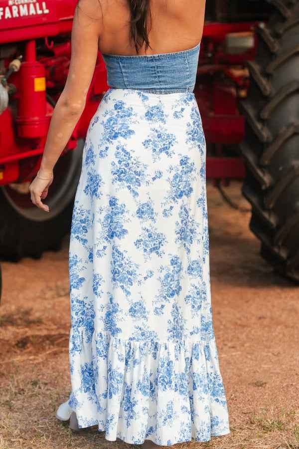 Split Asymmetrical Ruffle Skirt