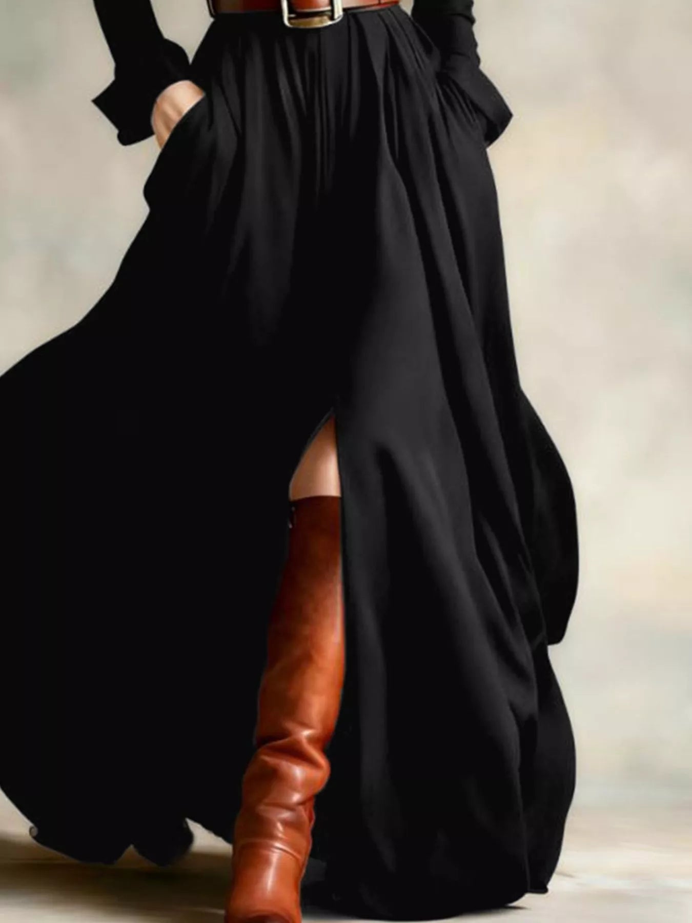 Button Front Maxi Dress - Long Sleeve Bohemian Style