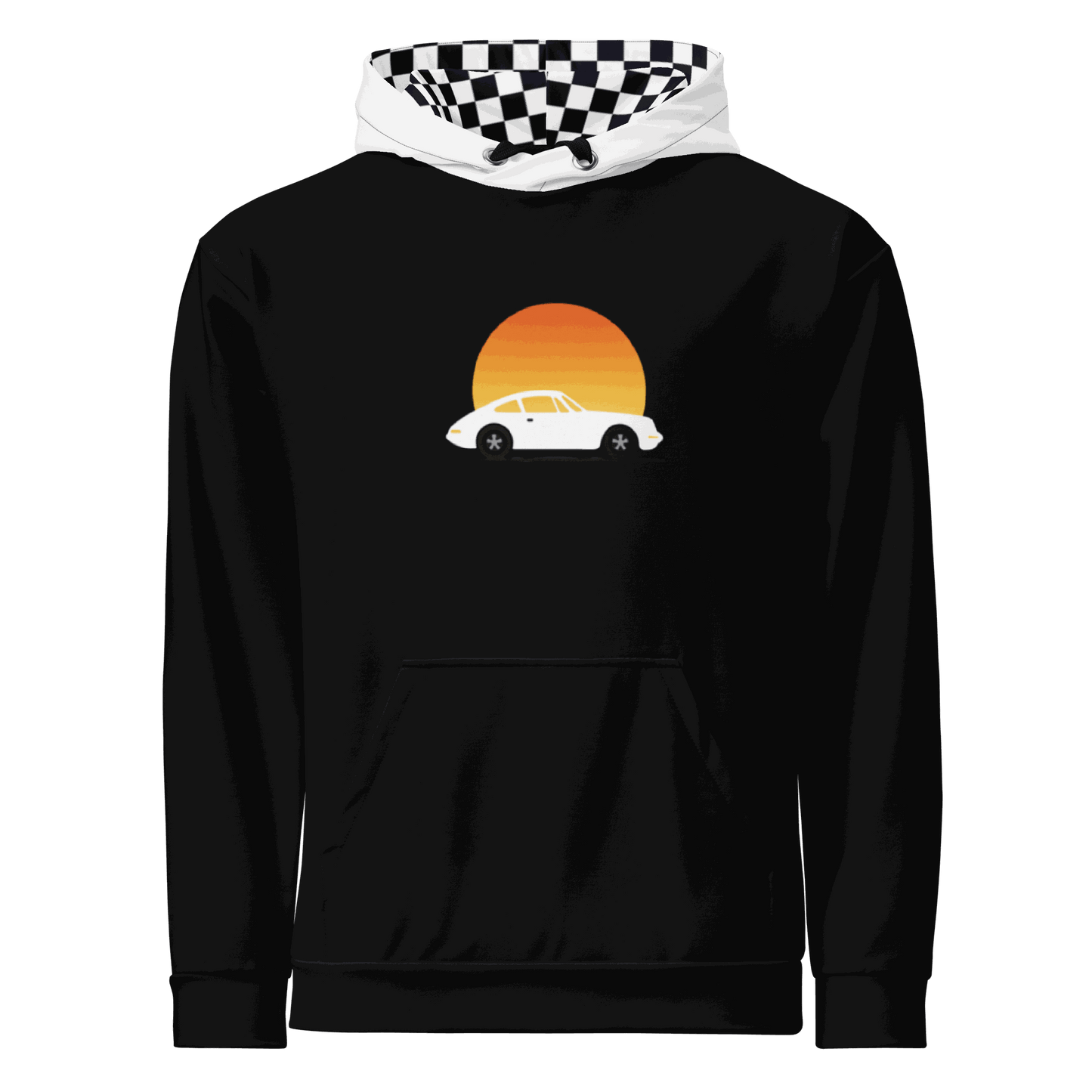 Sunset Car Hoodie – Retro Graphic Pullover Hoodie for Car Lovers