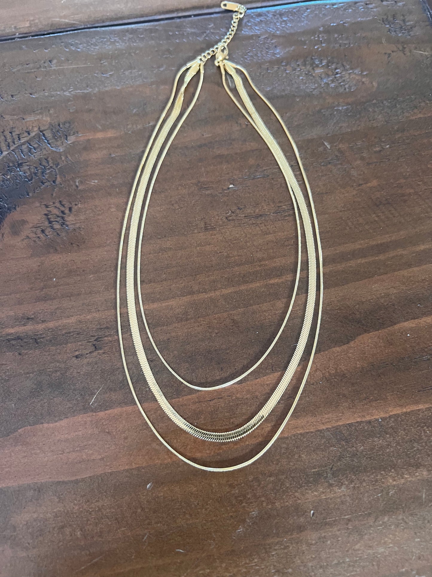 all-in-one triple snake chain necklace