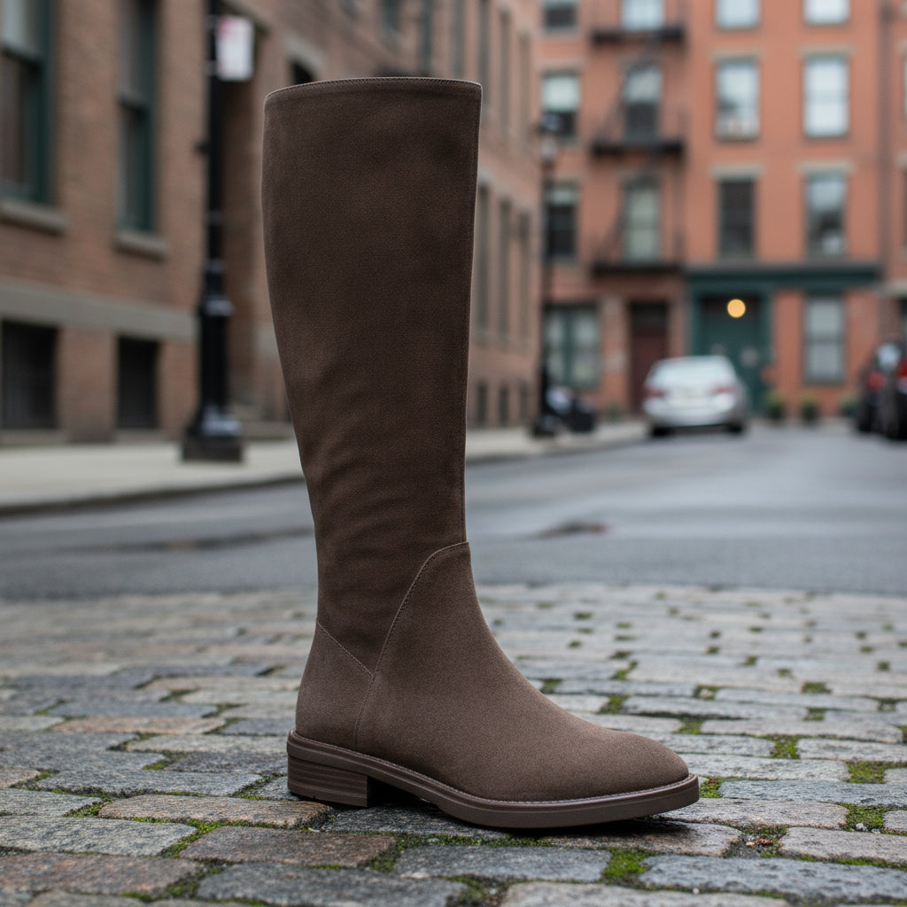 Women’s Long Martin Suede Boots | Solid Color Winter Fashion Boots