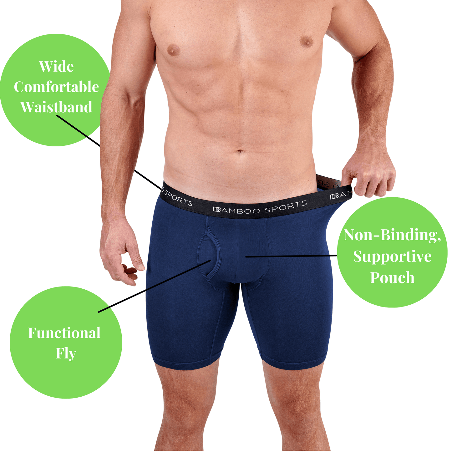 Men's 6" Inseam Bamboo Rayon Boxer Briefs - 4 Pack