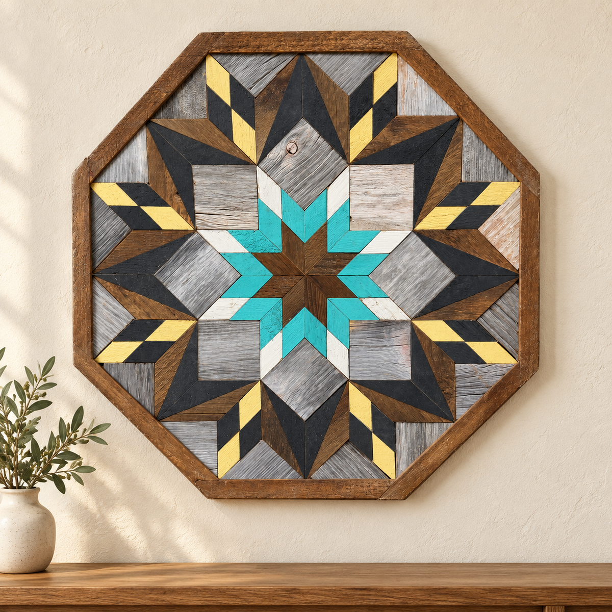 Amish Handmade Barn Quilt - Square (20.75 in x 20.75 in x 1 in)