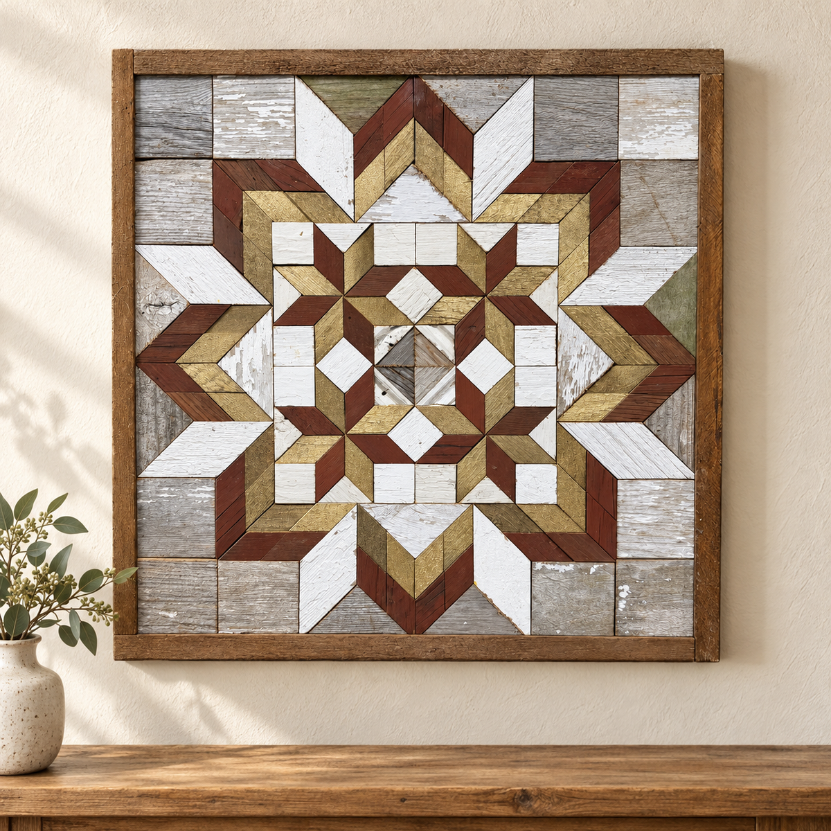Amish Handmade Barn Quilt - Square (20.75 in x 20.75 in x 1 in)