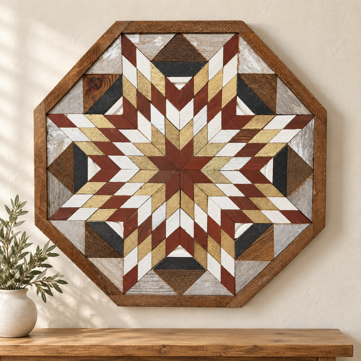 Amish Handmade Barn Quilt - Square (20.75 in x 20.75 in x 1 in)
