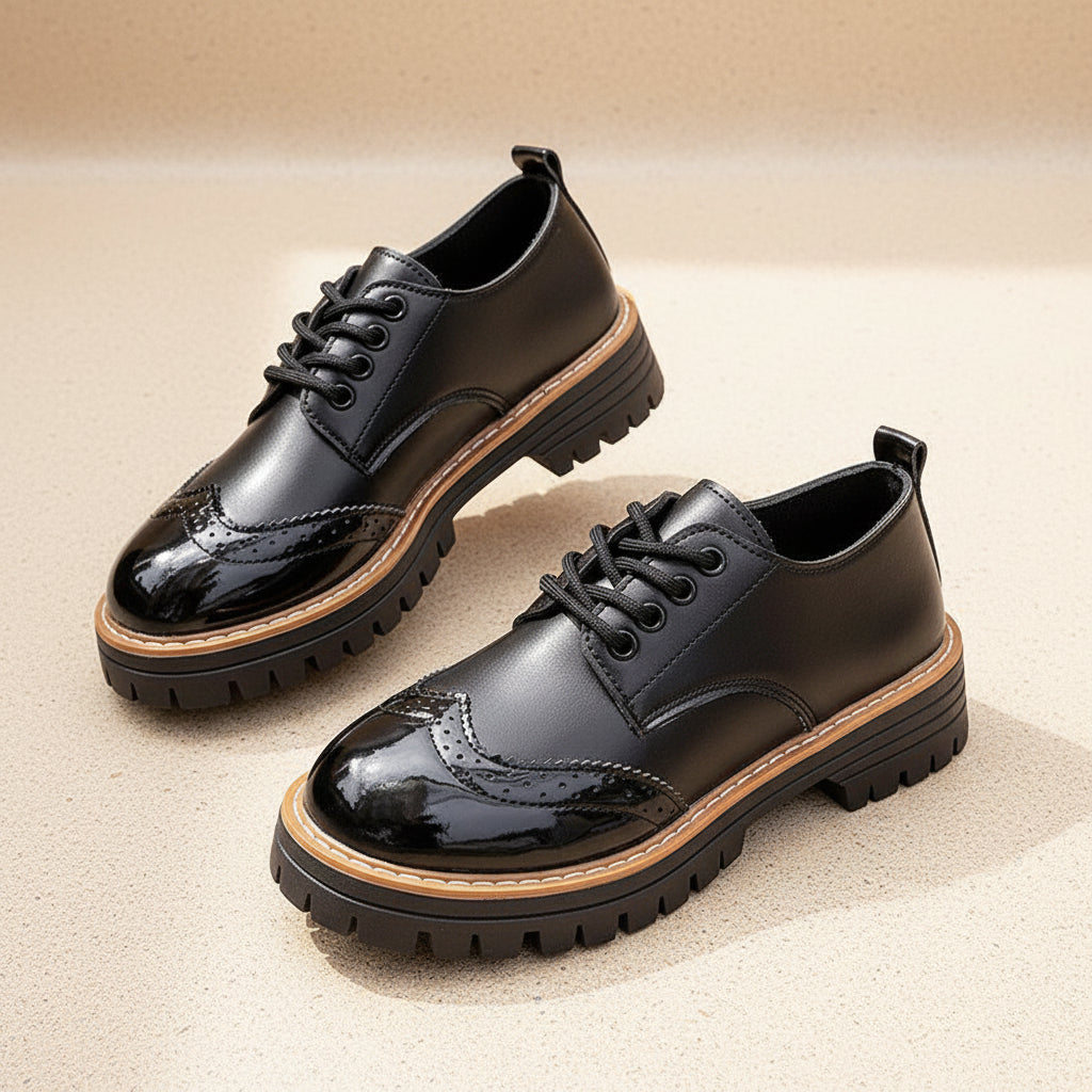 Women's Round Toe Lace-Up Chunky Heel Pumps – Casual PU Mid-Heel Shoes