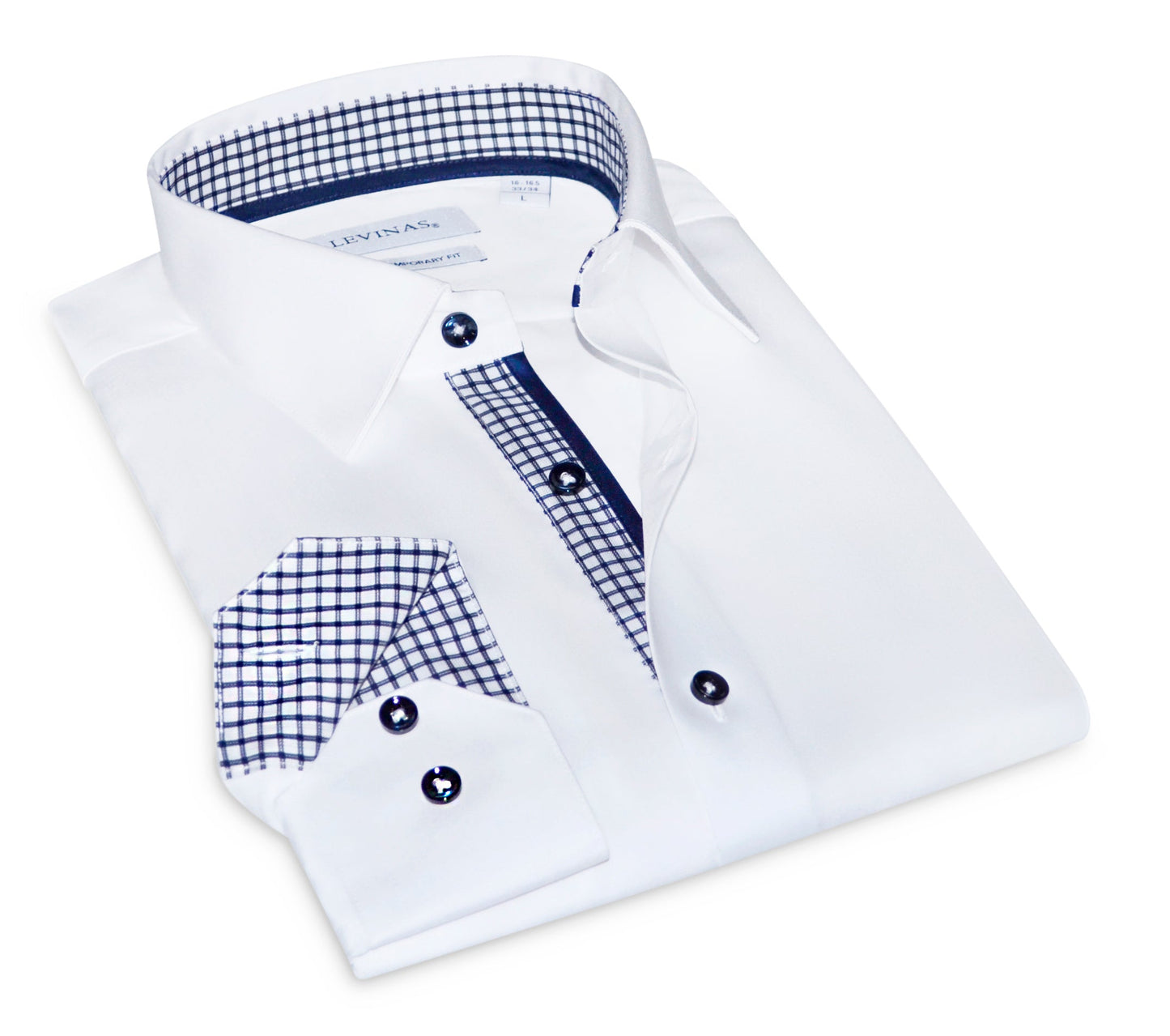 Christopher Button-Up Shirt With Contrast Details // White // Contemporary Fit (Regular)