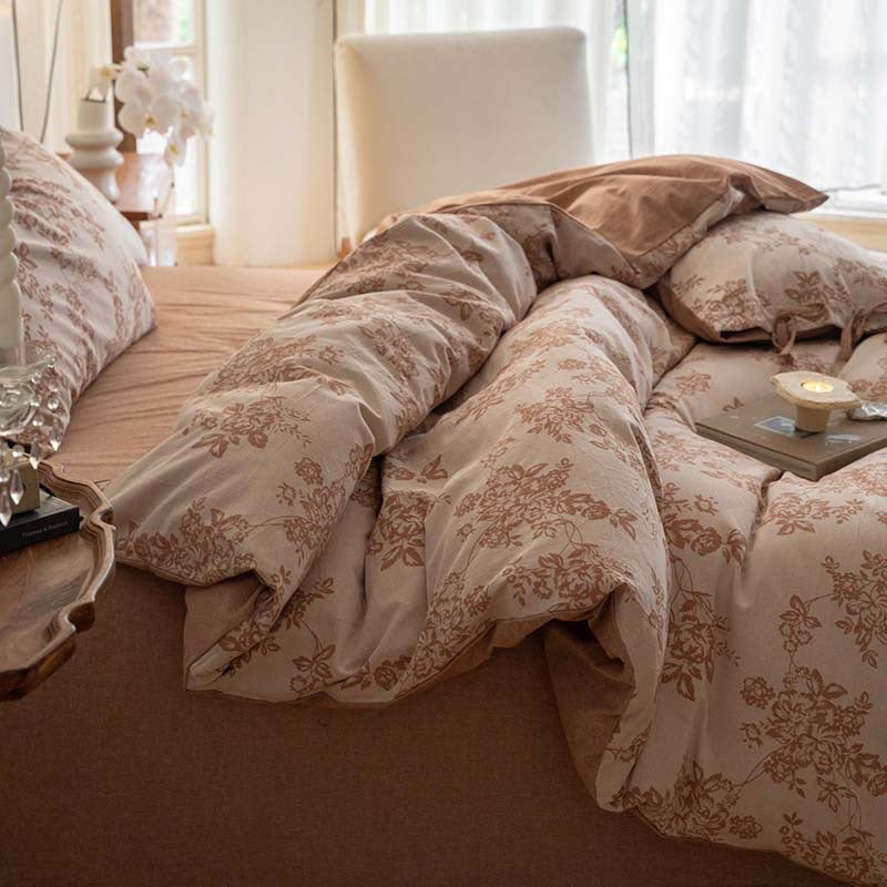Bonnie Ribbon Bow Tie Floral Bedding Set / Khaki