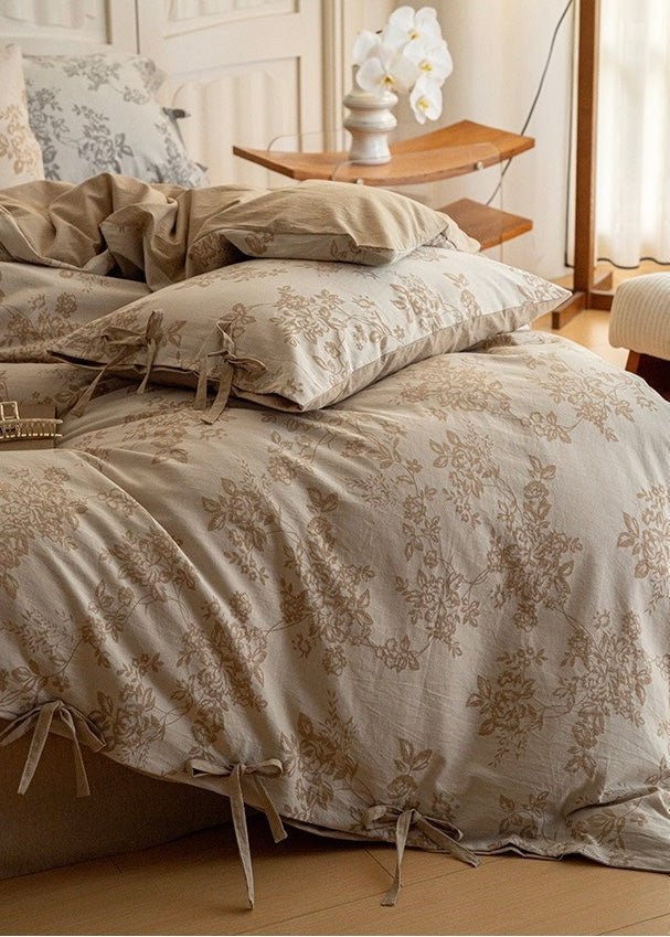 Bonnie Ribbon Bow Tie Floral Bedding Set / Blue