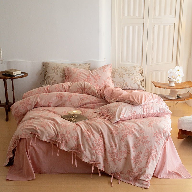Bonnie Ribbon Bow Tie Floral Bedding Set / Khaki