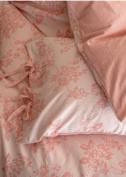 Bonnie Ribbon Bow Tie Floral Bedding Set / Pink