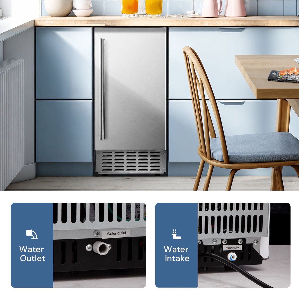 Kismile Commercial Under Counter Built-in Nugget Ice Maker Z5830N