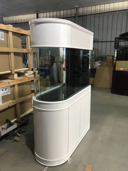 120 Gallon U-Shape Bullnose Peninsula Divider Glass Aquarium Reef-Ready in Rose Cherry Real Wood Furniture