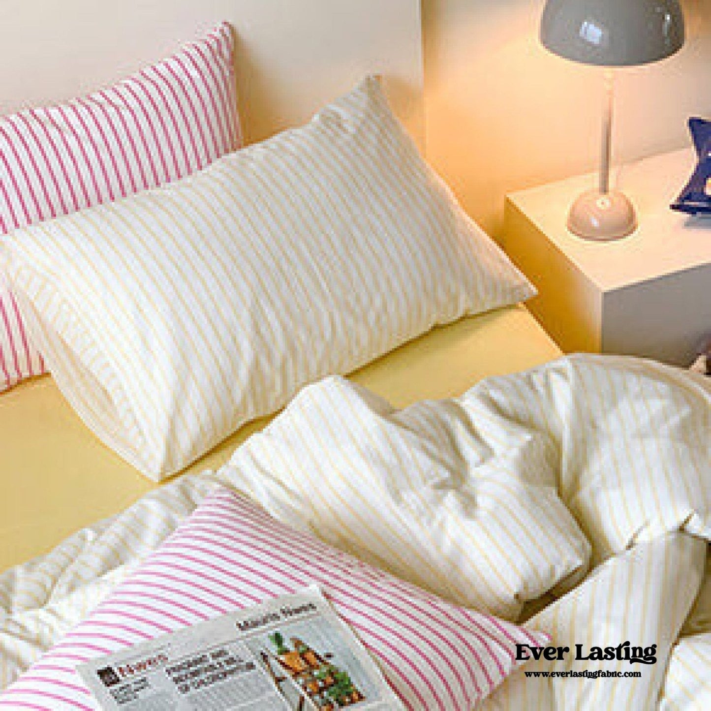 Candy Stripe Washed Cotton Bedding Set / Purple
