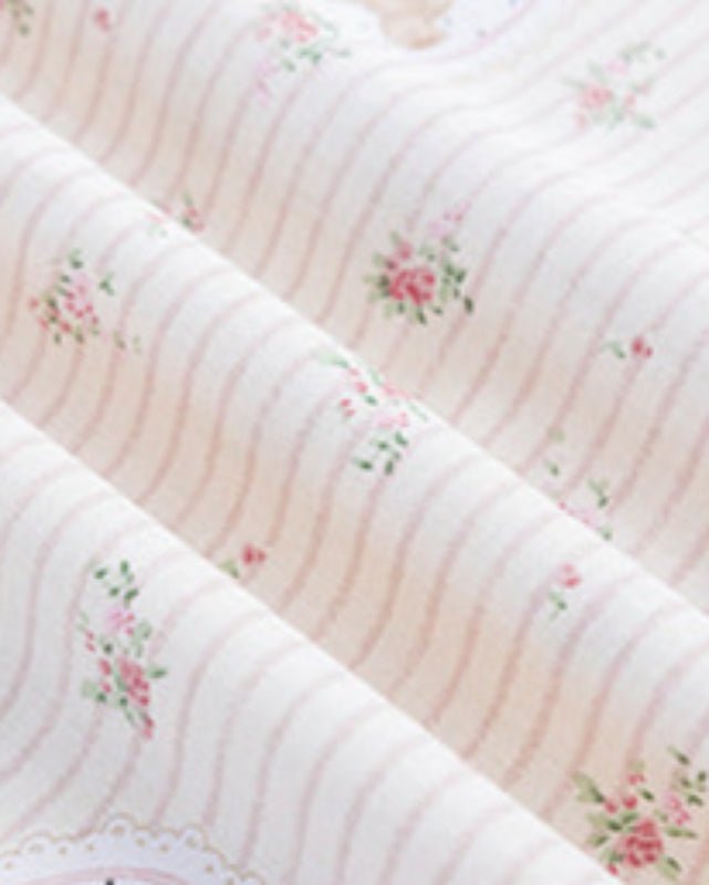 Celia Cottage Ribbon Bow Tie Floral Bedding Set / Rust Pink