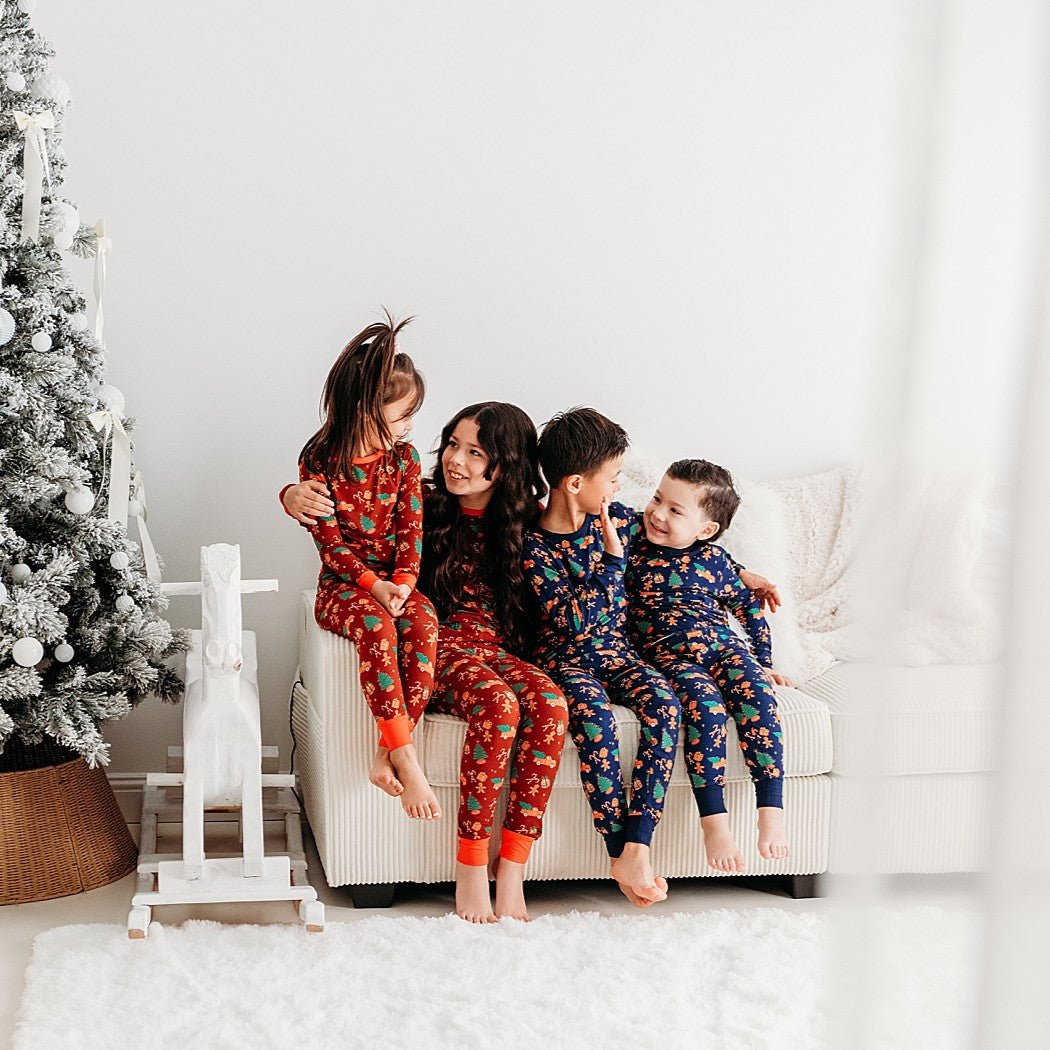 Kids’ Blue Christmas Pajama Set – Cozy Bamboo PJs with Red Truck & Tree Print (2025 Limited Edition)
