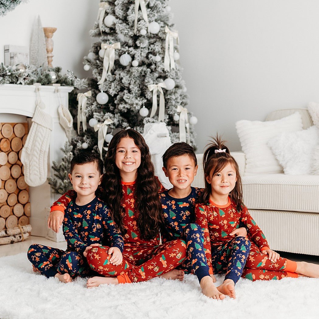 Kids’ Blue Christmas Pajama Set – Cozy Bamboo PJs with Red Truck & Tree Print (2025 Limited Edition)