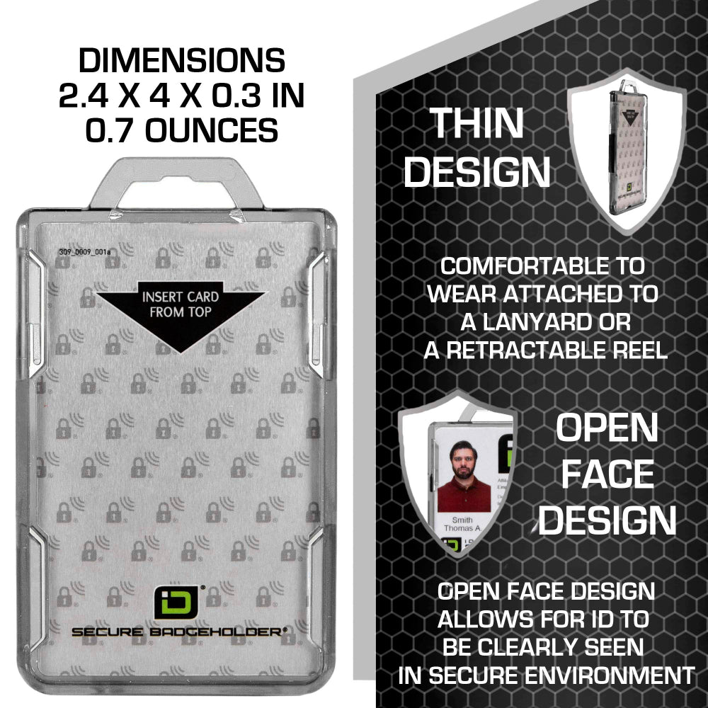 Secure Badge Holder Duolite ® Vertical 2 ID Card Holder, Retractable Reel, and Lanyard Bundle